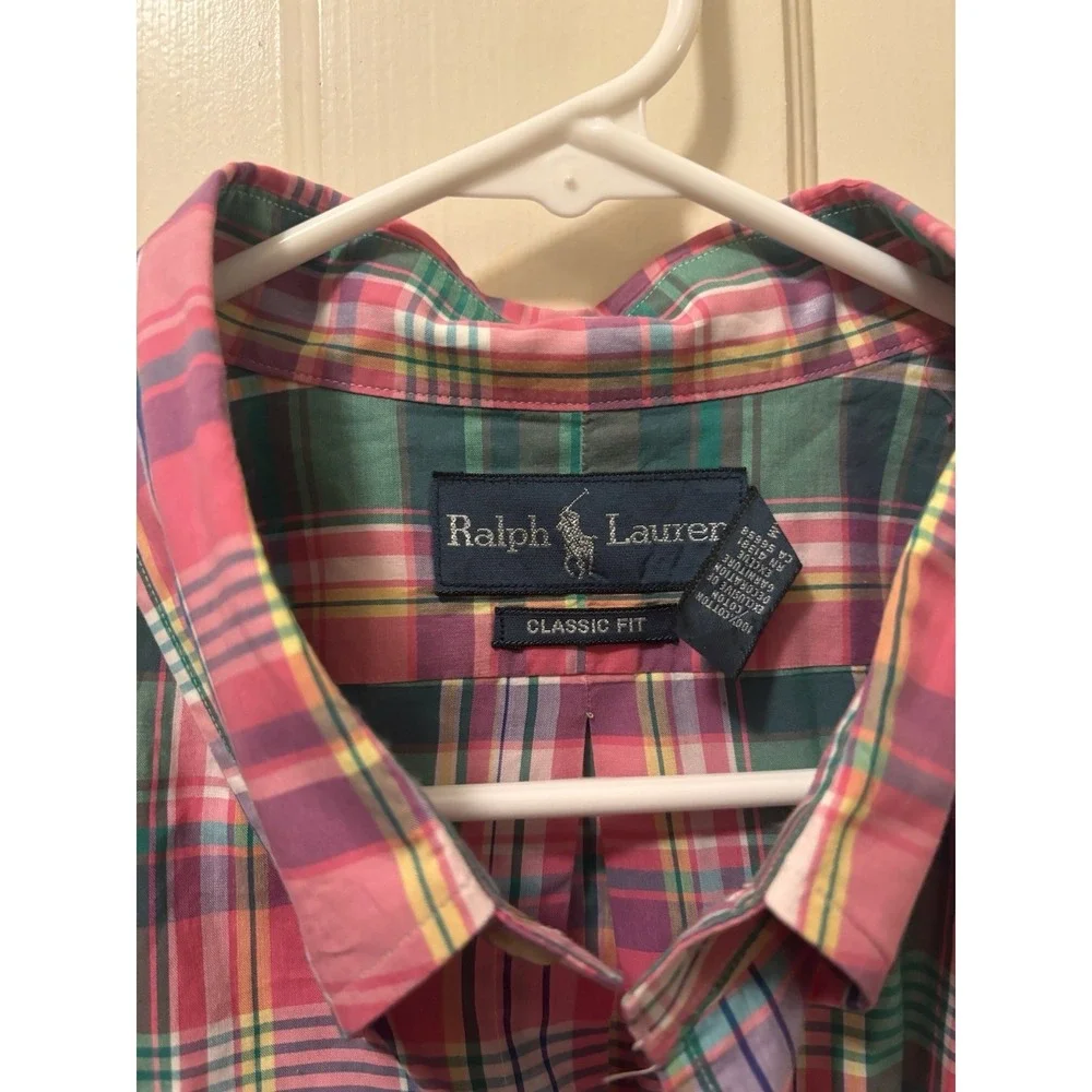 Polo Ralph Lauren Button Down Shirt Pastel Plaid 2XL XXL Embroidered Pony